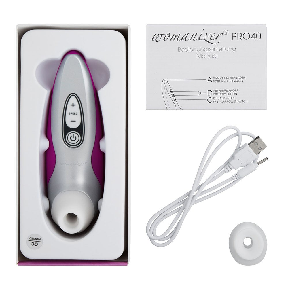 Womanizer ウーマナイザー Pro40 (黑) クリトリス吸引器 6種吸引モード 暗闇での照明効果 コレクション 2年間の保証 完全防水